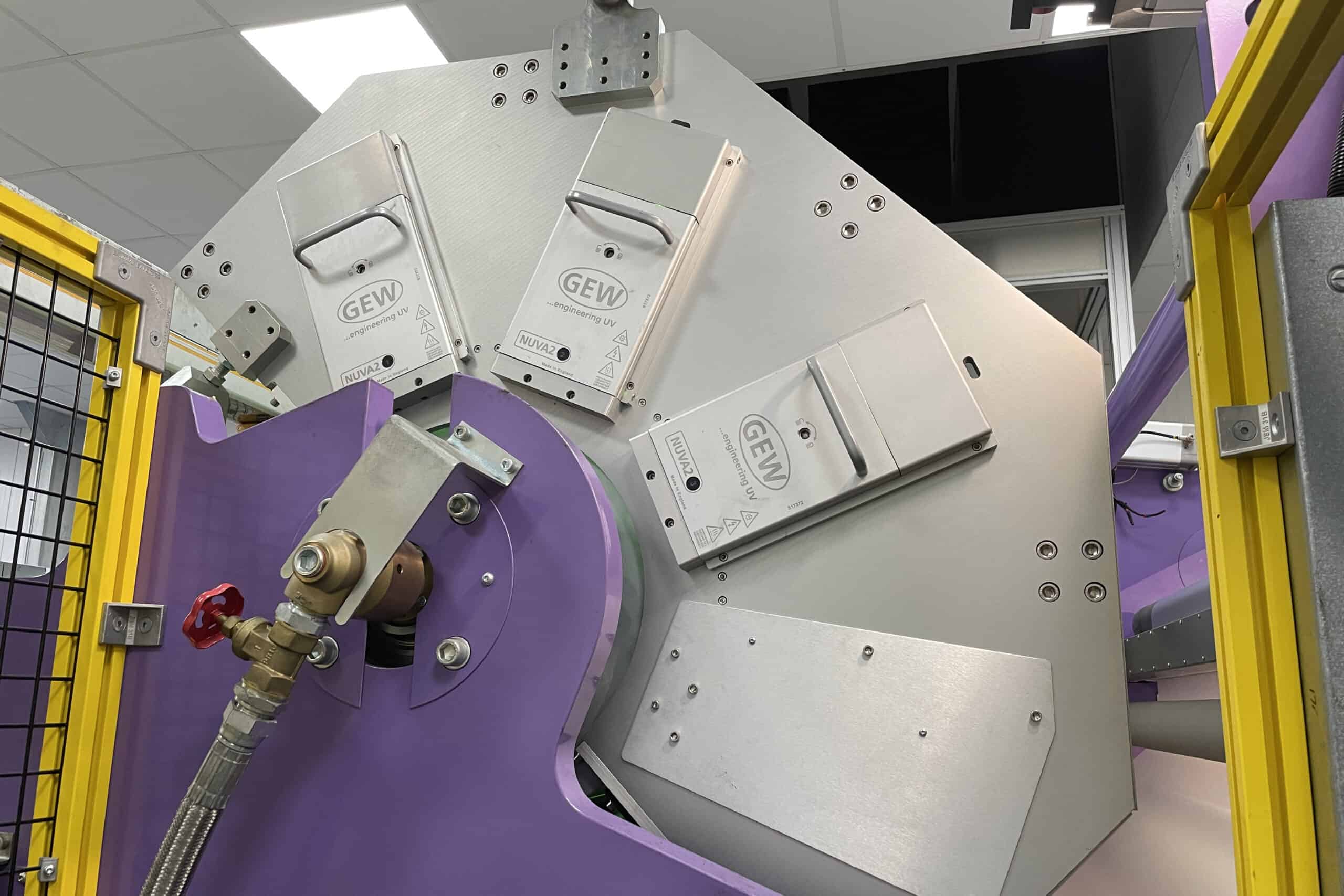 GEW's NUVA2 system is fitted into a retractable hood for easy web access, cleaning and maintenance.