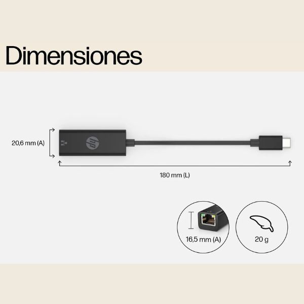 Adaptador HP 45S71L3 USB-C a RJ45