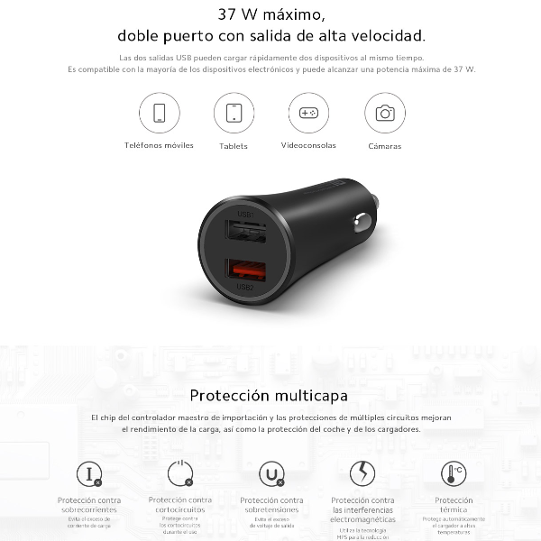 Cargador Xiaomi para Automóvil 37W 26554