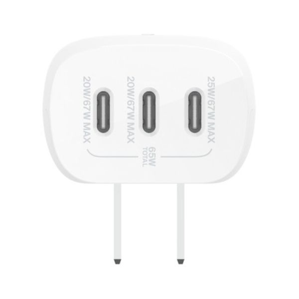 argador de pared Belkin USB-C 3 puertos con PPS de 67W, WCC002DQWH