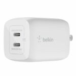 Cargador de pared Belkin GaN con doble puerto USB-C y PPS de 65W, WCH013DQWH