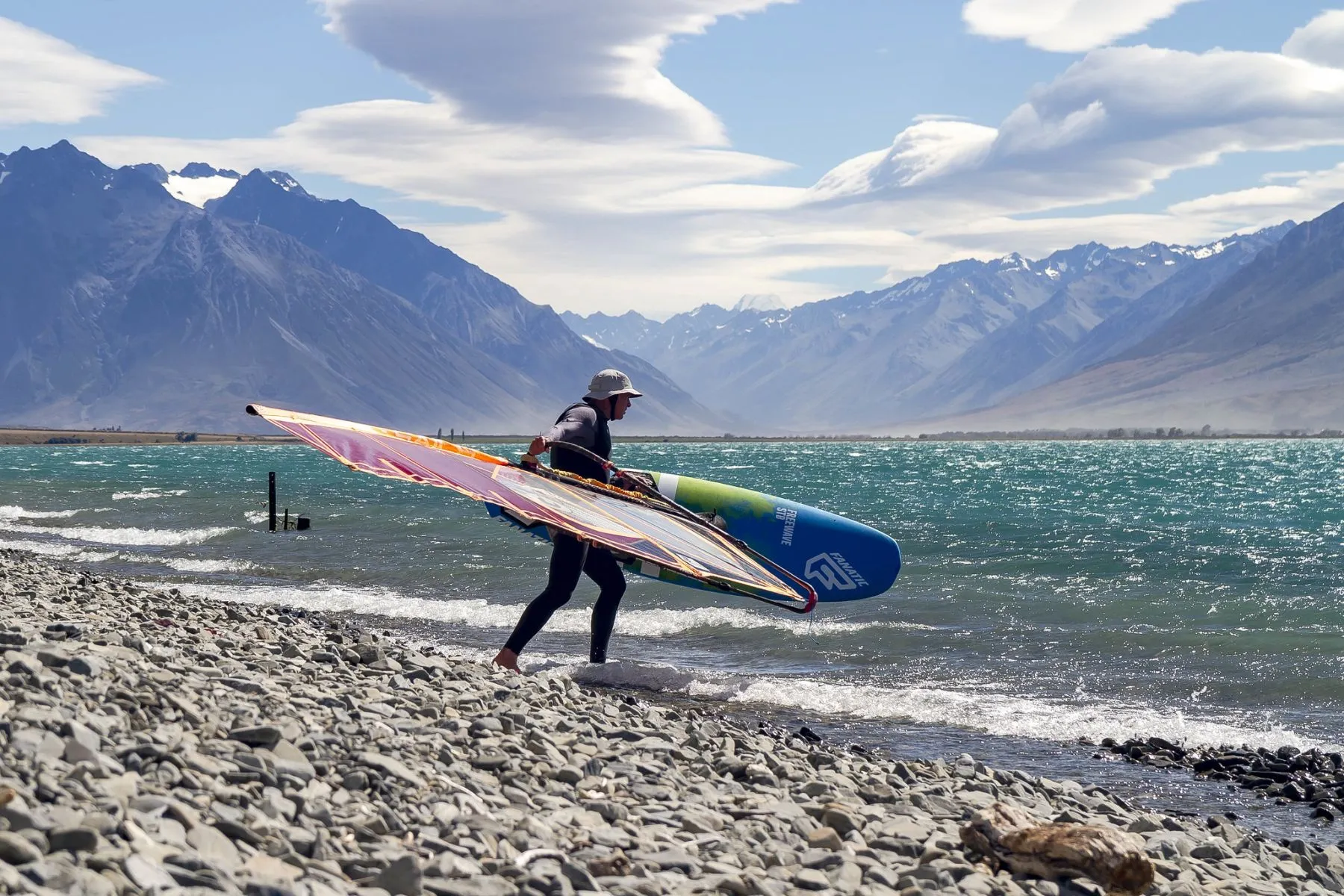 Windsurfing Lake Ohau, Canterbury Lakes