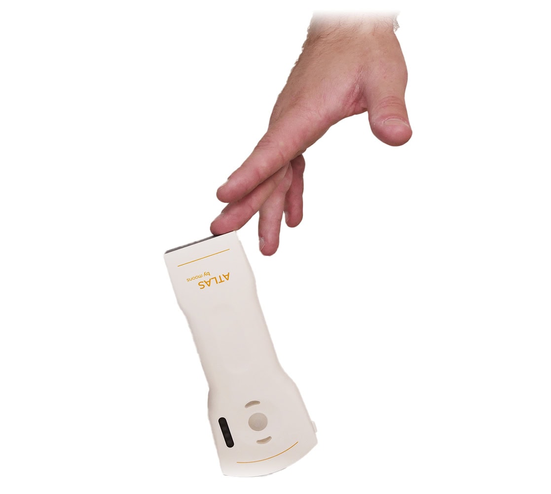 moons-atlas-handheld-ultraschallgeraet-hand Moons Atlas Handheld-Ultraschallgerät (Doppelkopf) Hand