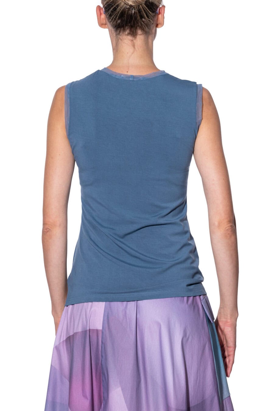 Sleeveless top with mesh yoke 2