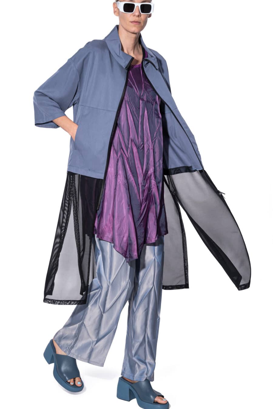 Coat with mesh sleeves and mesh bottom - Image 3