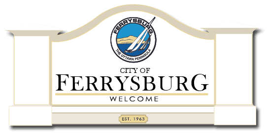 Ferryburg city welcome sign with logo and establishment year 1963.