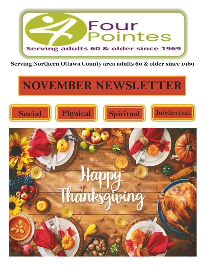 Accessible image of a festive Thanksgiving table with food and decorations.