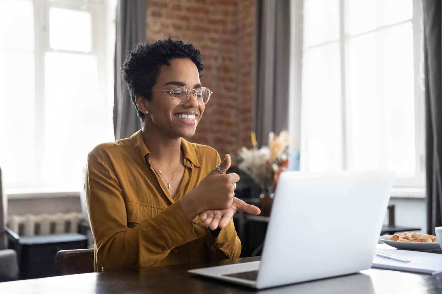 Woman having a virtual meeting
