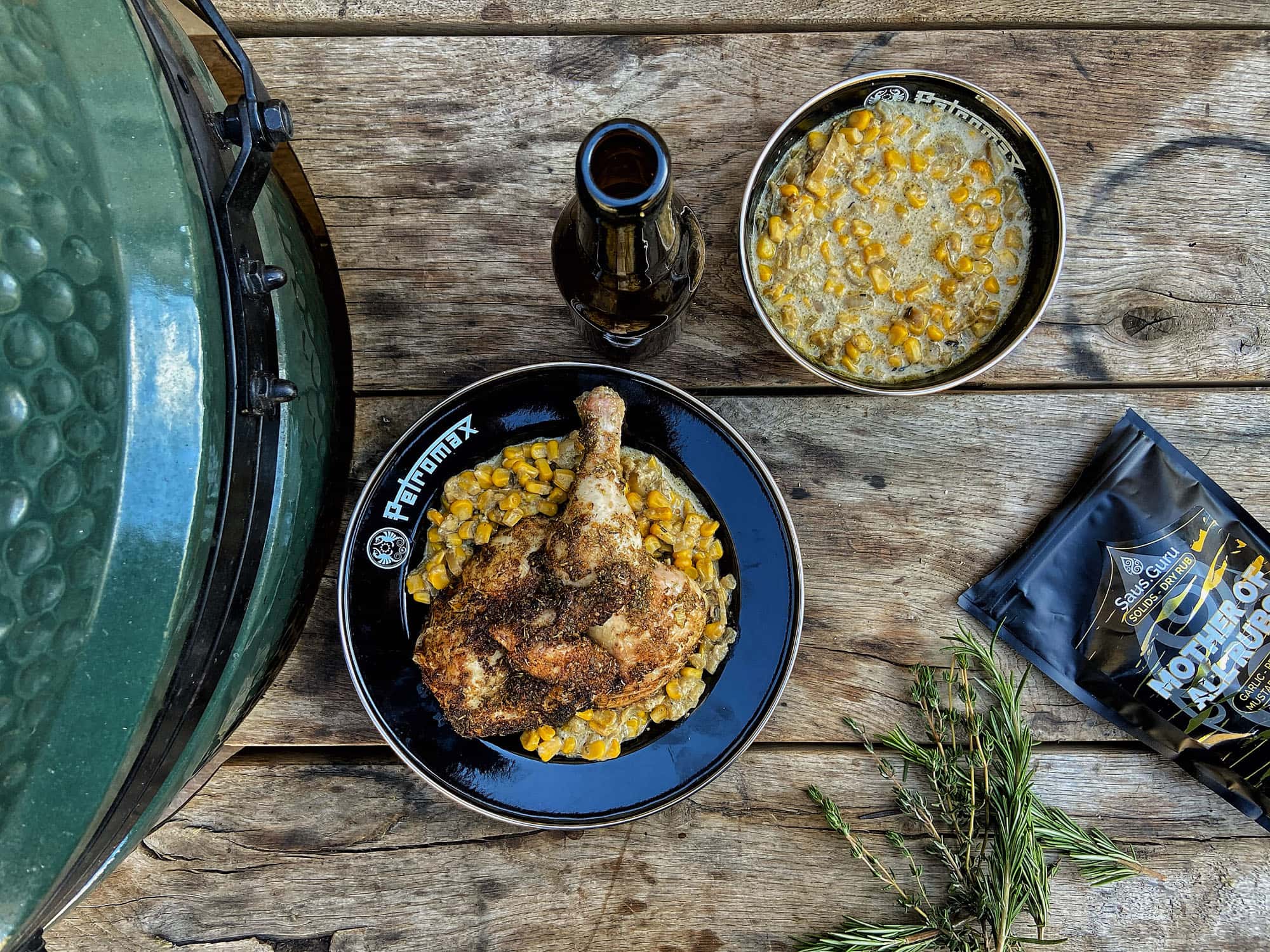 Hele bier kip met maiscreme