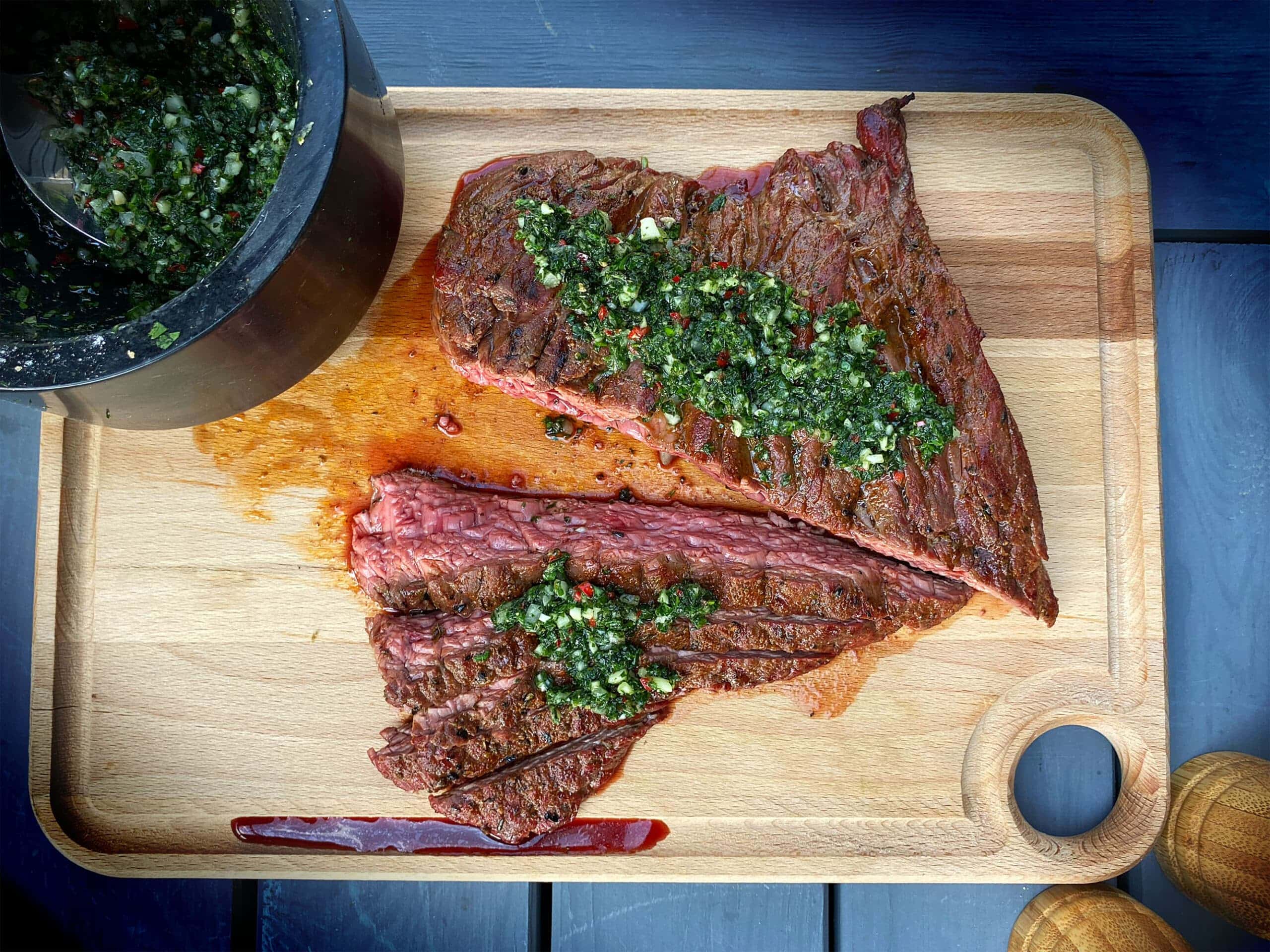chimichurri jumpsuit with skirt steak