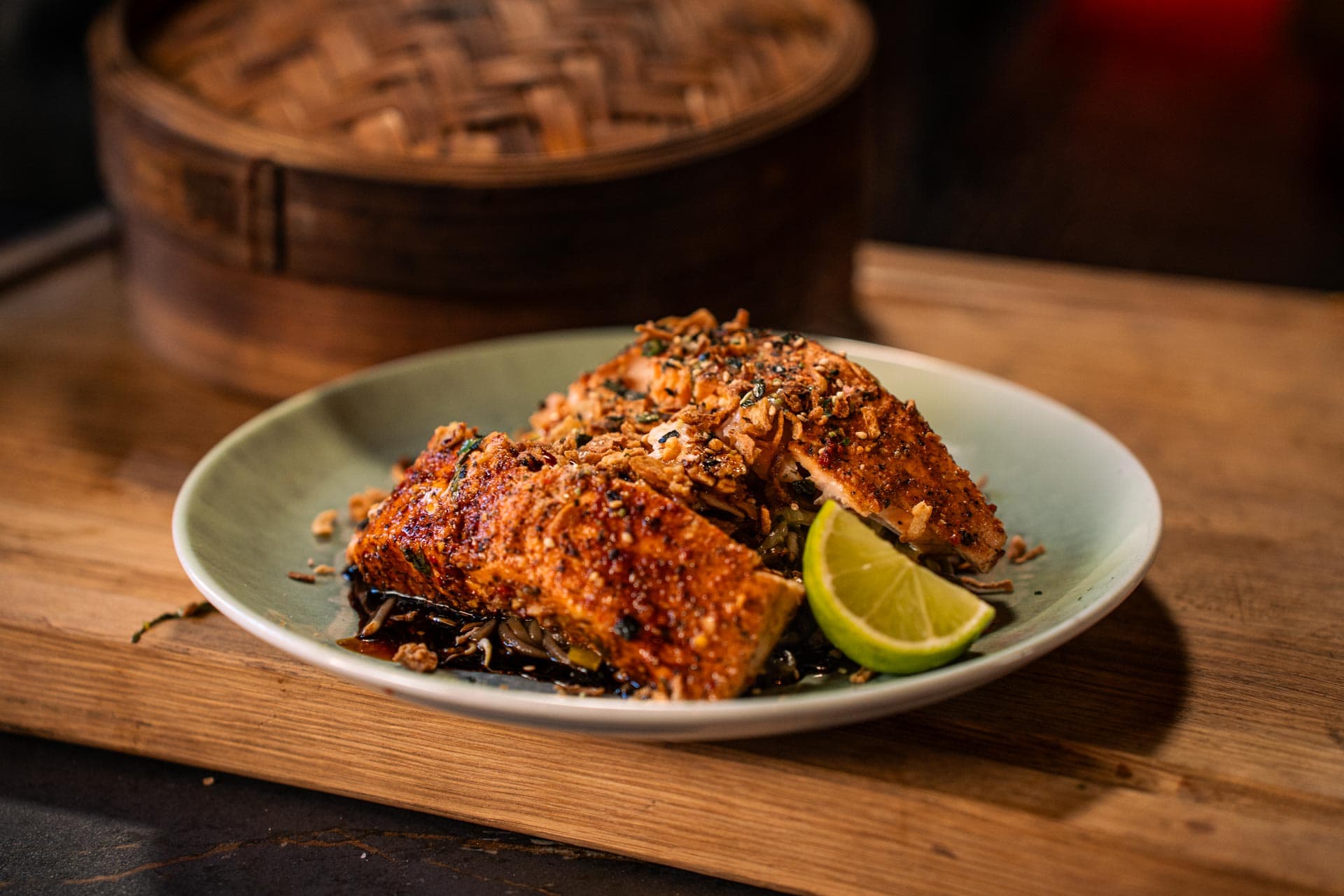 Gestoomde zalm van de BBQ