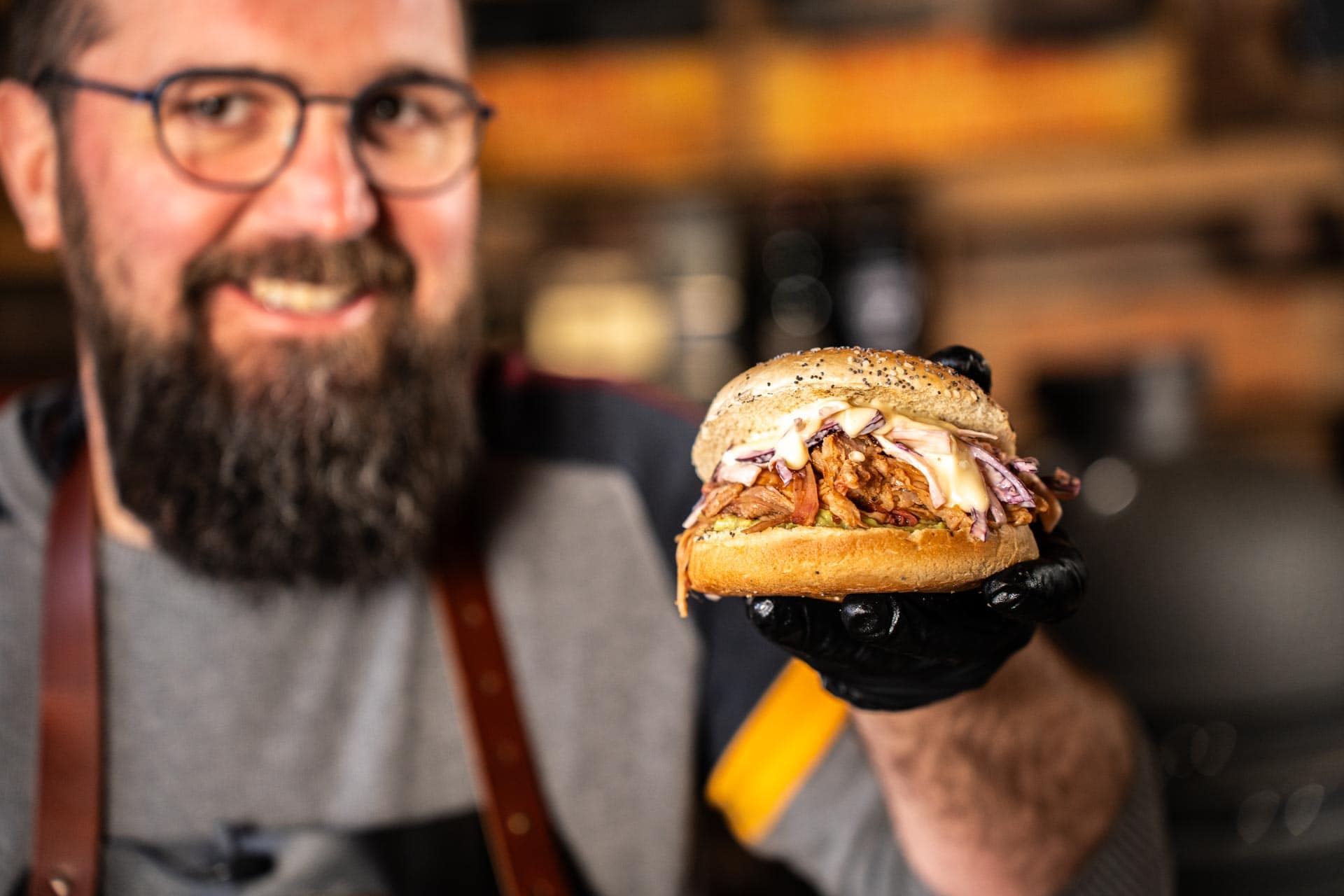 Wedstrijdstijl pulled pork burger
