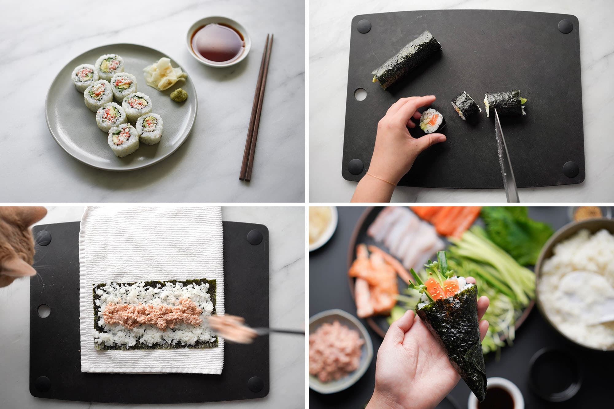 How To Roll Sushi 4 Ways (with or without a mat) Hungry Huy