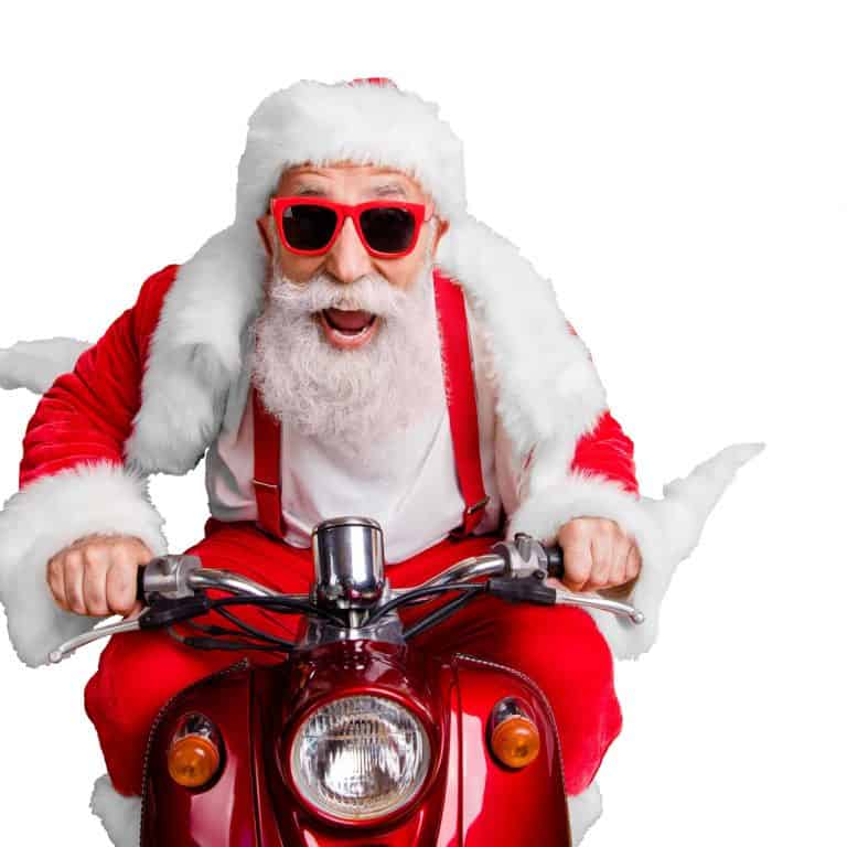 Weihnachtsmann-auf-Moped-Adventskalender