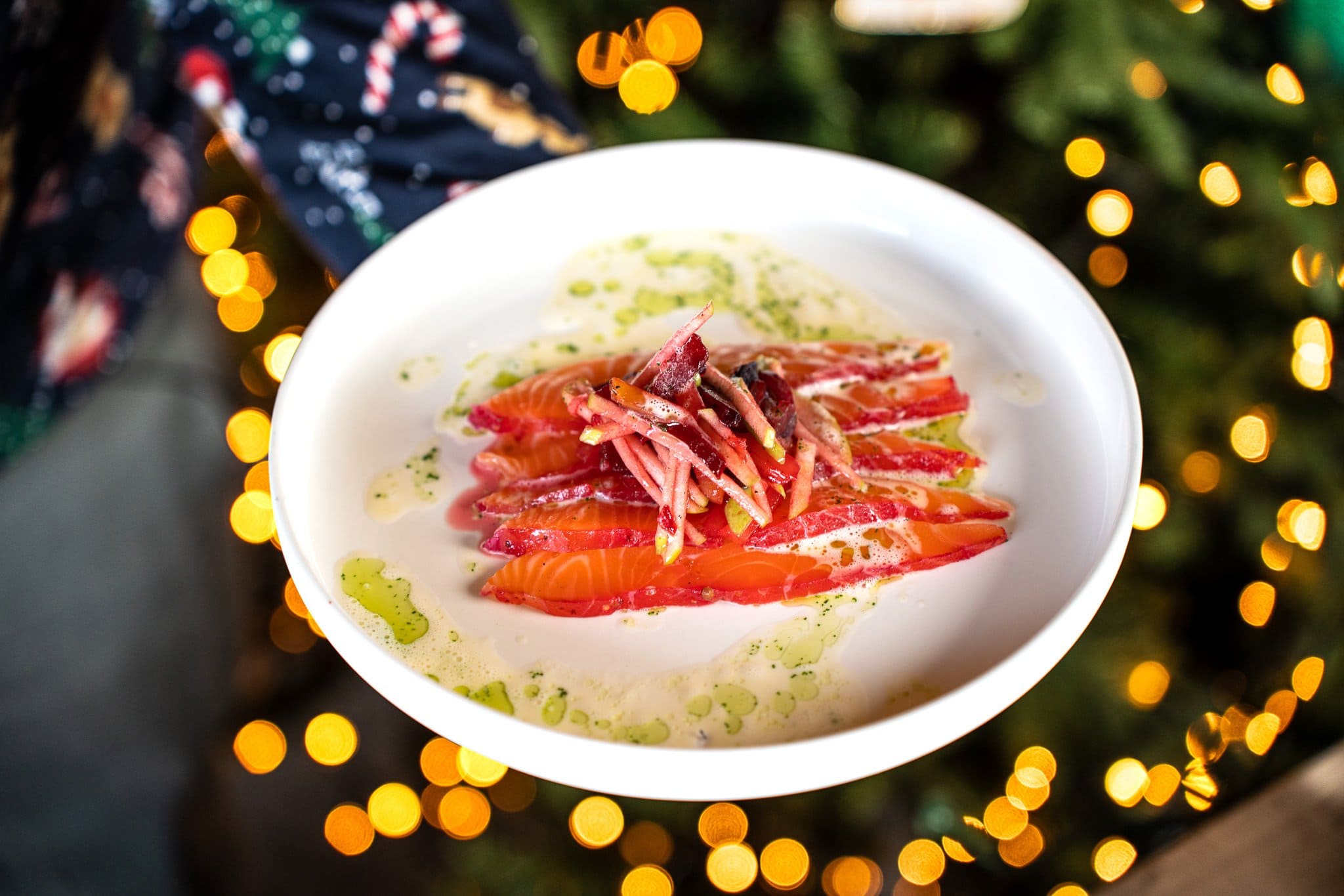 Koud gerookte zalm met gepofte bieten