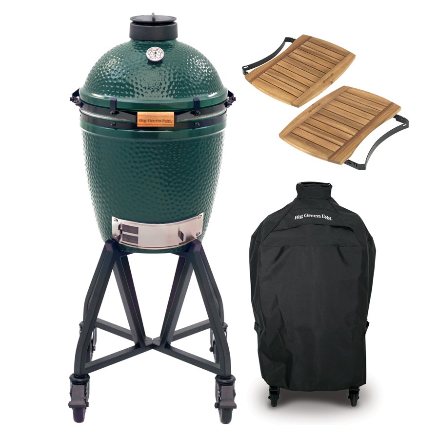 Big Green Egg Medium - met intEGGrated onderstel, acacia zijplankjes en hoes - BBQ Experience Center - Afbeelding 2