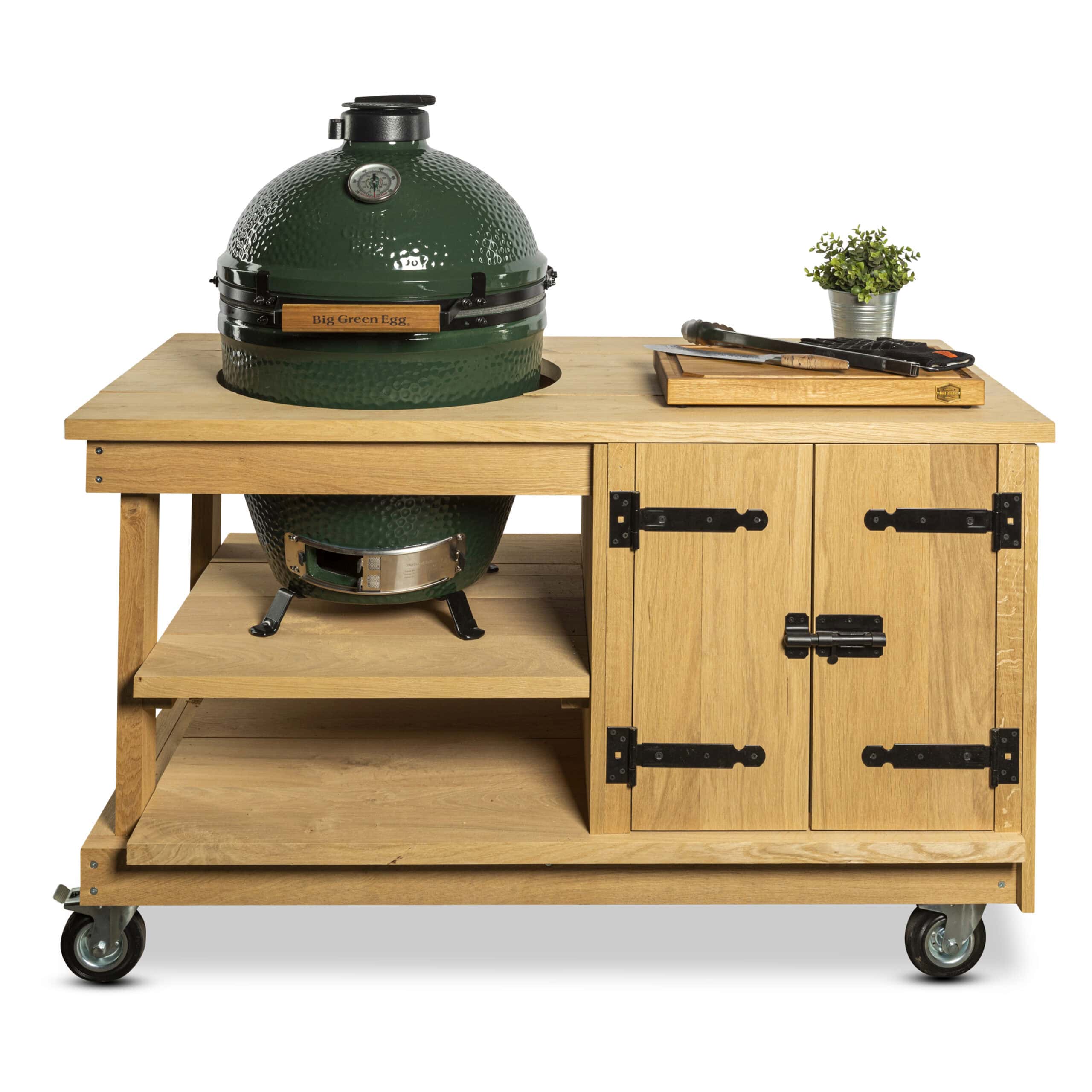 Eiken tafel met kast + Big Green Egg Large - BBQ Experience Center - Afbeelding 2