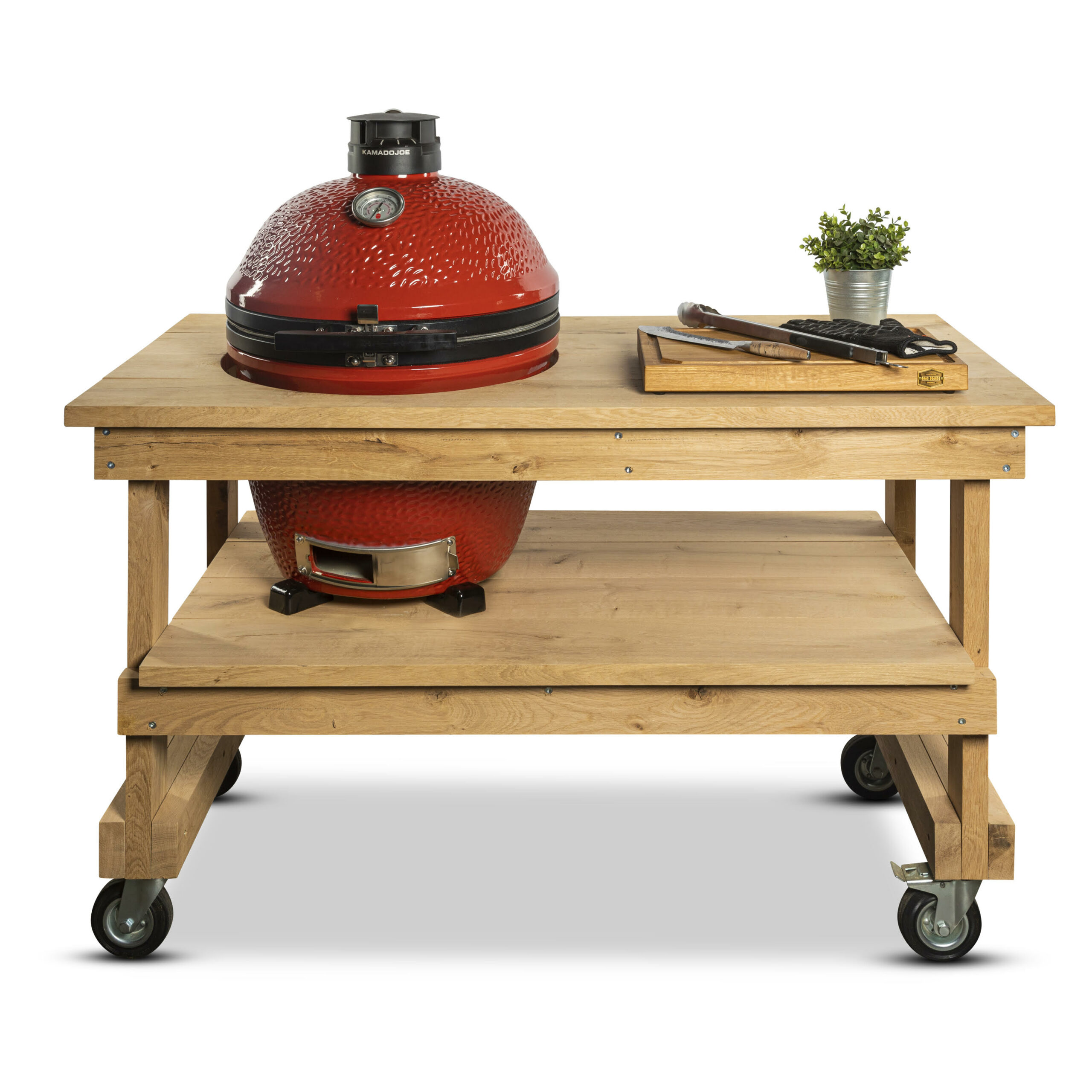 Eiken tafel + Kamado Joe Classic of Big Joe - Afbeelding 2