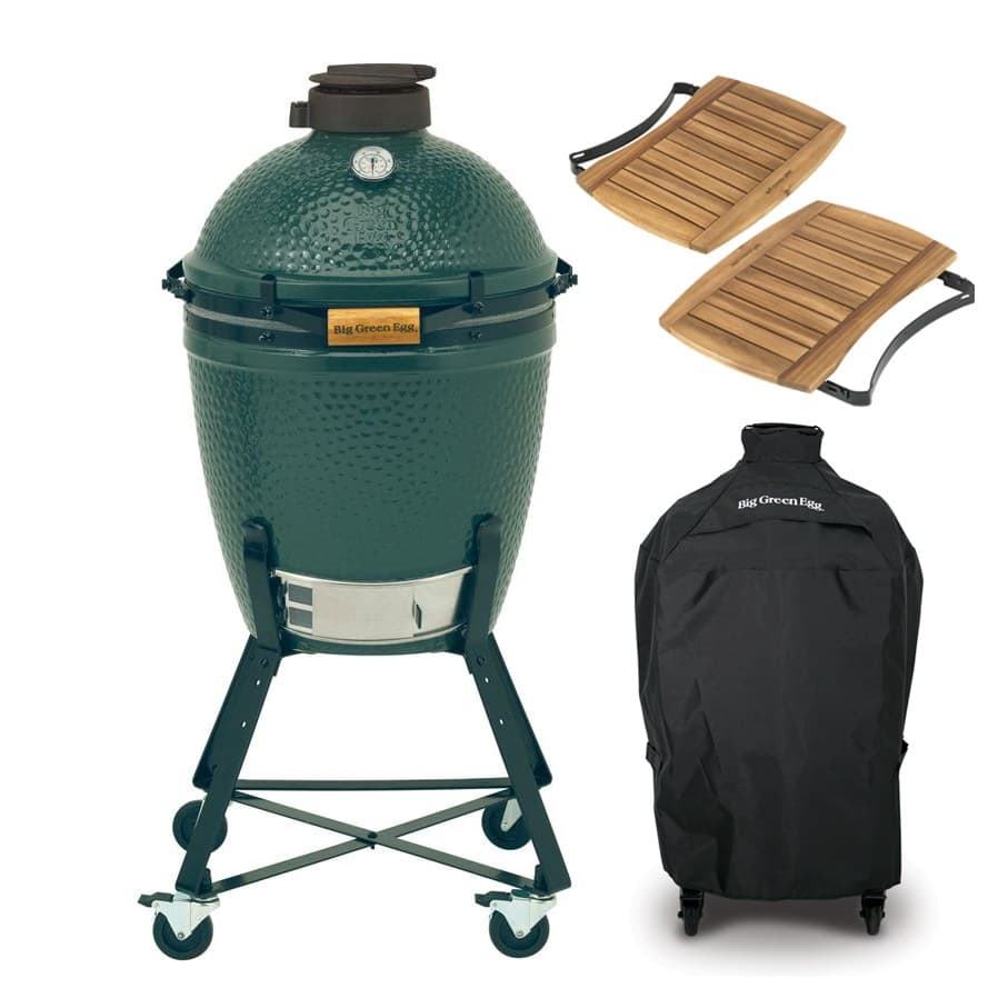 Big Green Egg Medium - met onderstel, acacia zijplankjes en hoes - BBQ Experience Center - Afbeelding 2