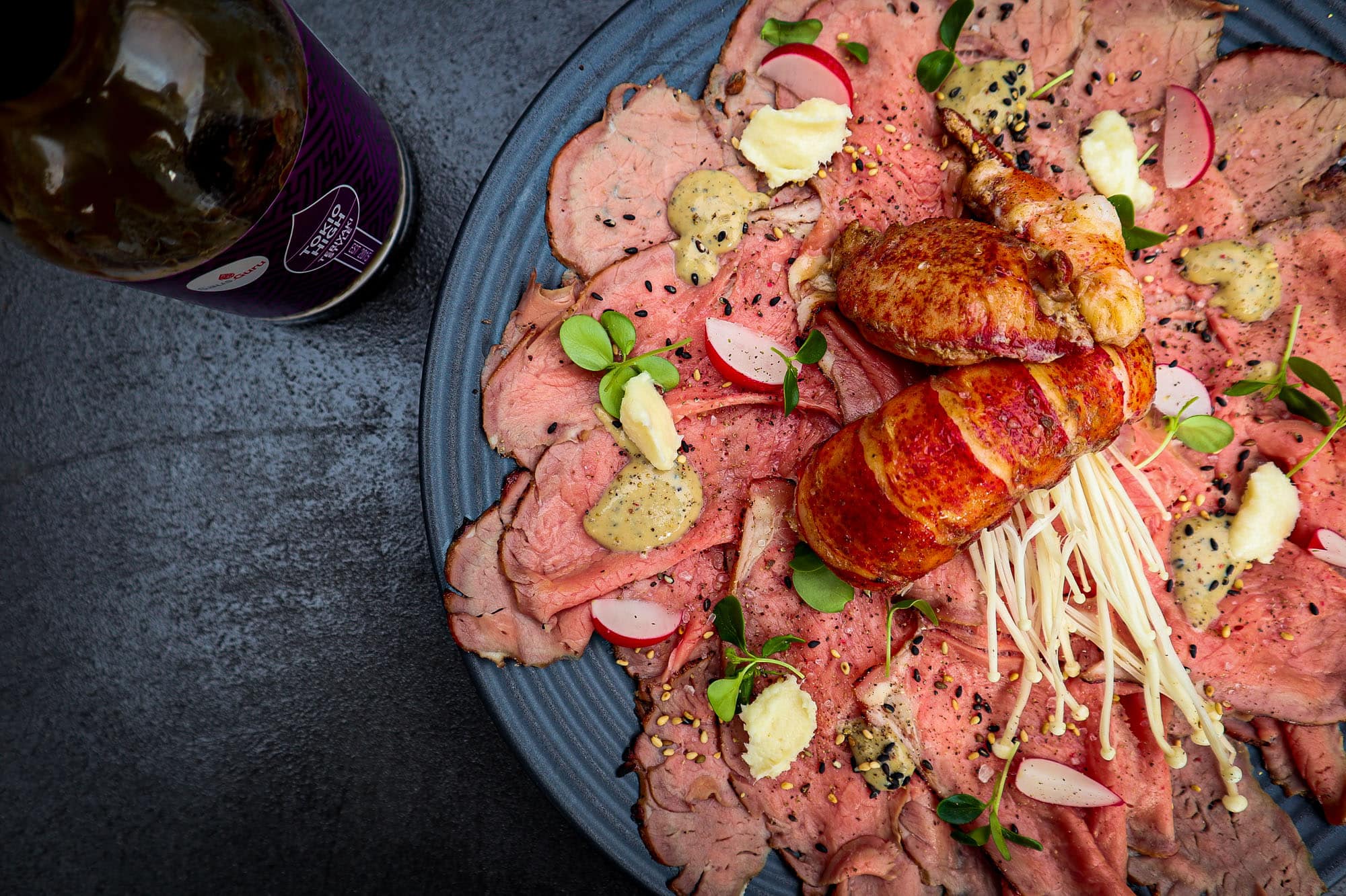 Japanse carpaccio met kreeft en miso dip