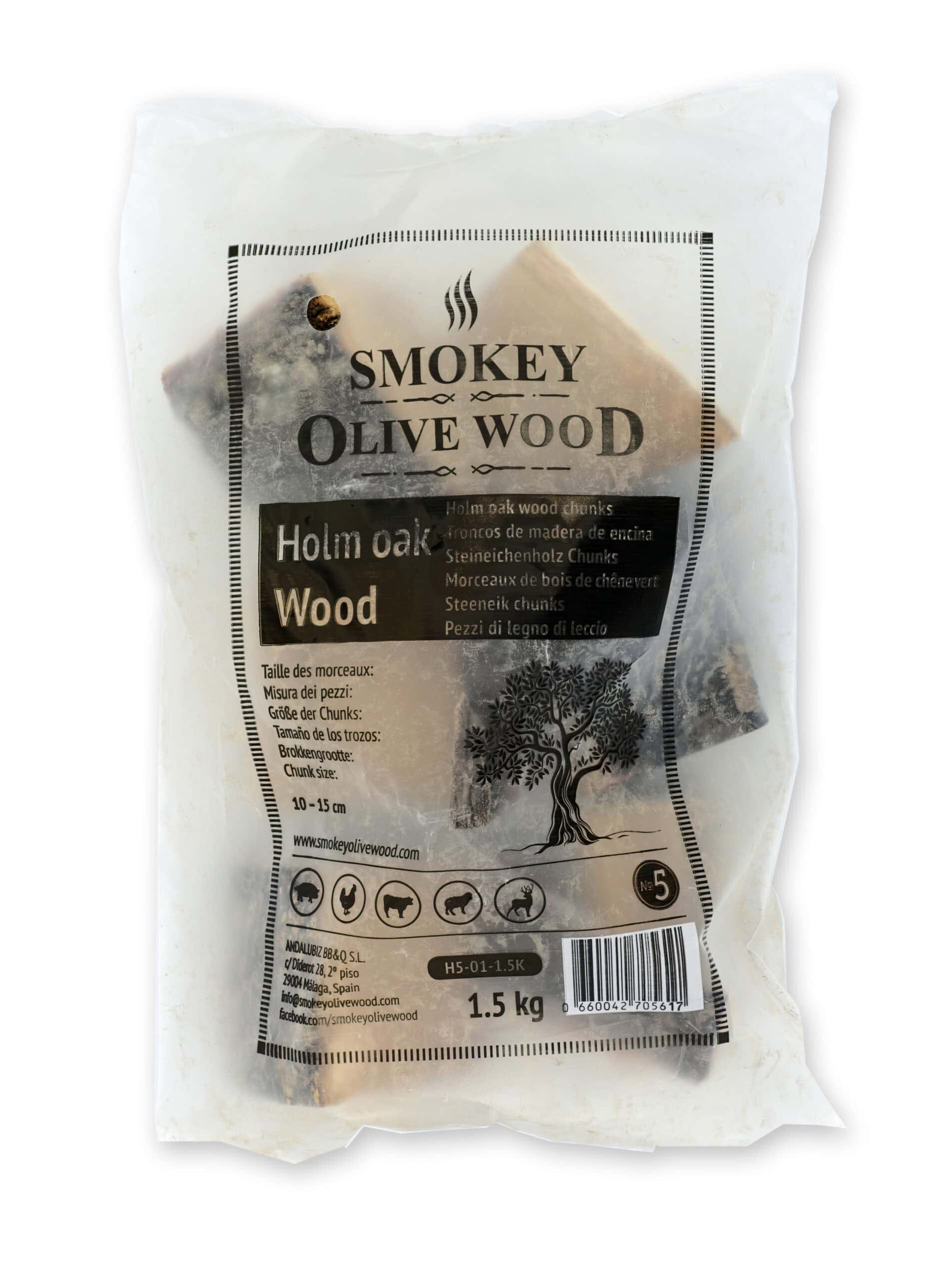 Rookchunks nr.5 1,5 kg steeneik Smokey Olive Wood - BBQ Experience Center - Afbeelding 2