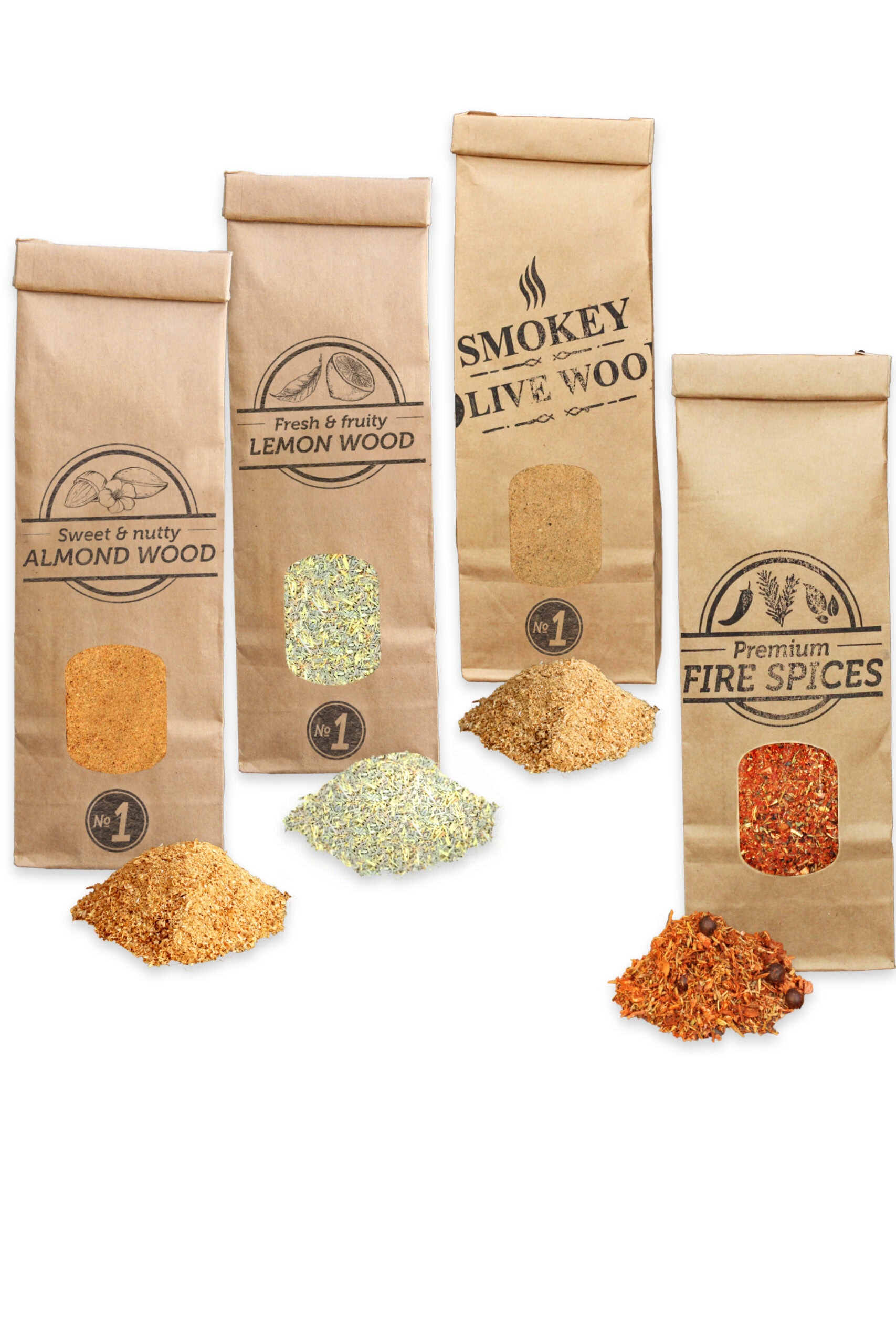 Rookmot 3x 300ml olijf, citroen, amandel + 300ml vuurkruiden Smokey Olive Wood - BBQ Experience Center - Afbeelding 2