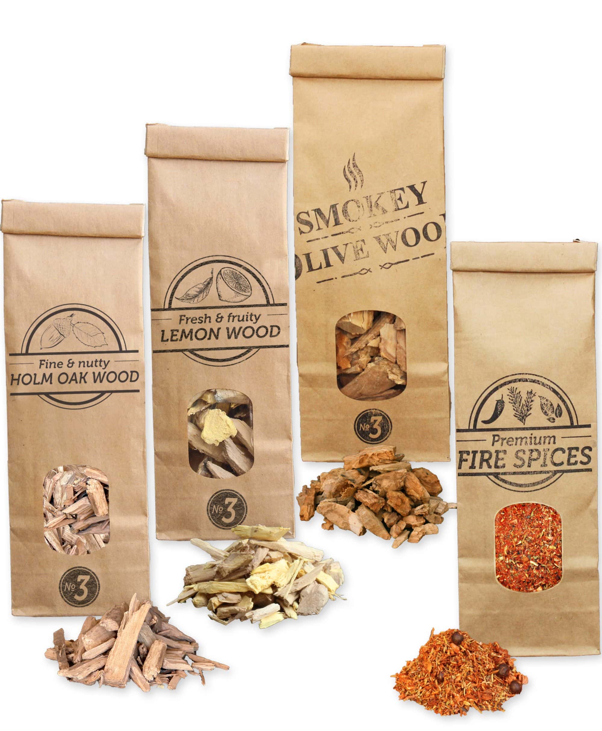 Rooksnippers 3x 500ml olijf, citroen en steeneik + 300ml vuurkruiden Smokey Olive Wood - BBQ Experience Center - Afbeelding 2