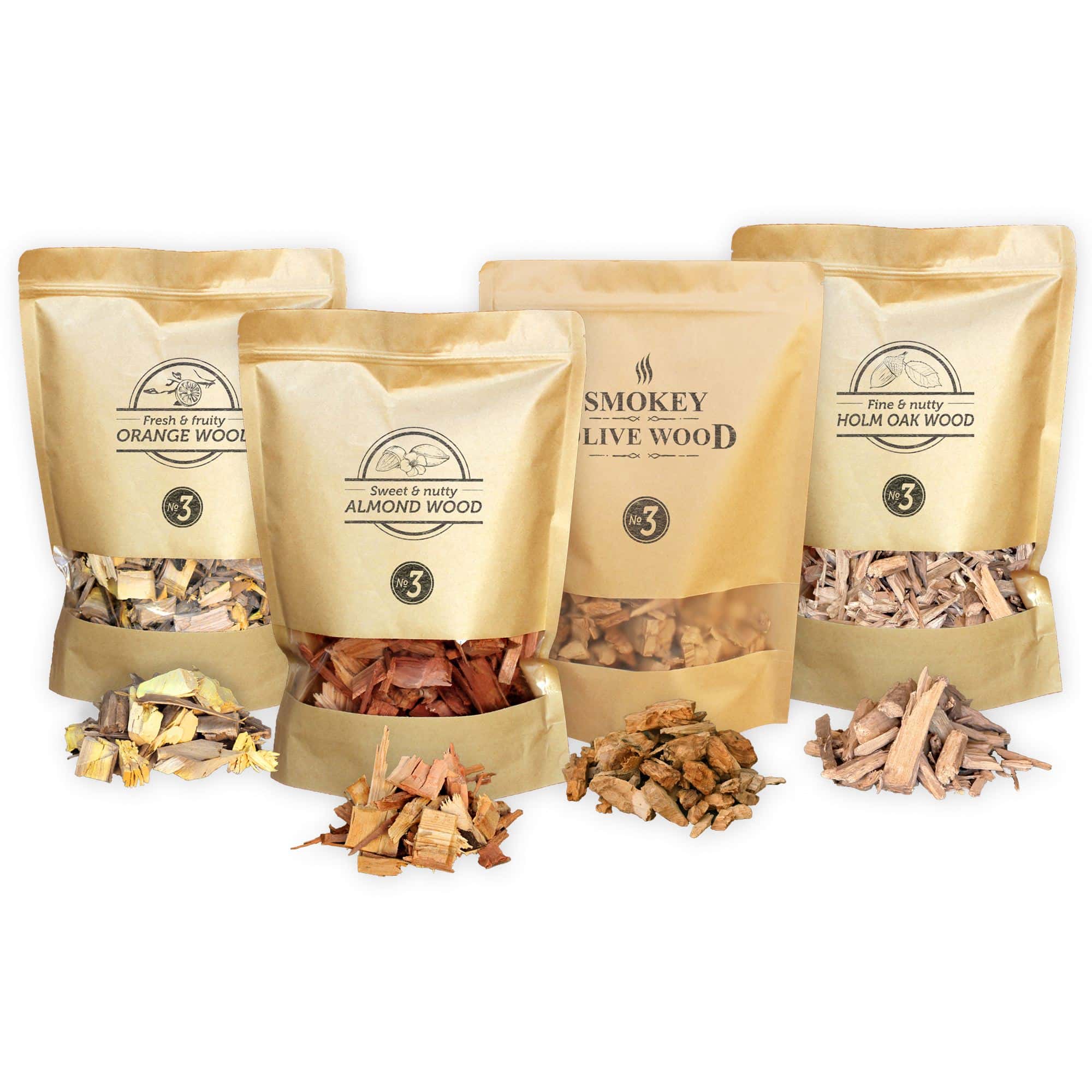 Rooksnippers 4x 1700ml olijf, sinaasappel, amandel en steeneik Smokey Olive Wood - BBQ Experience Center - Afbeelding 2