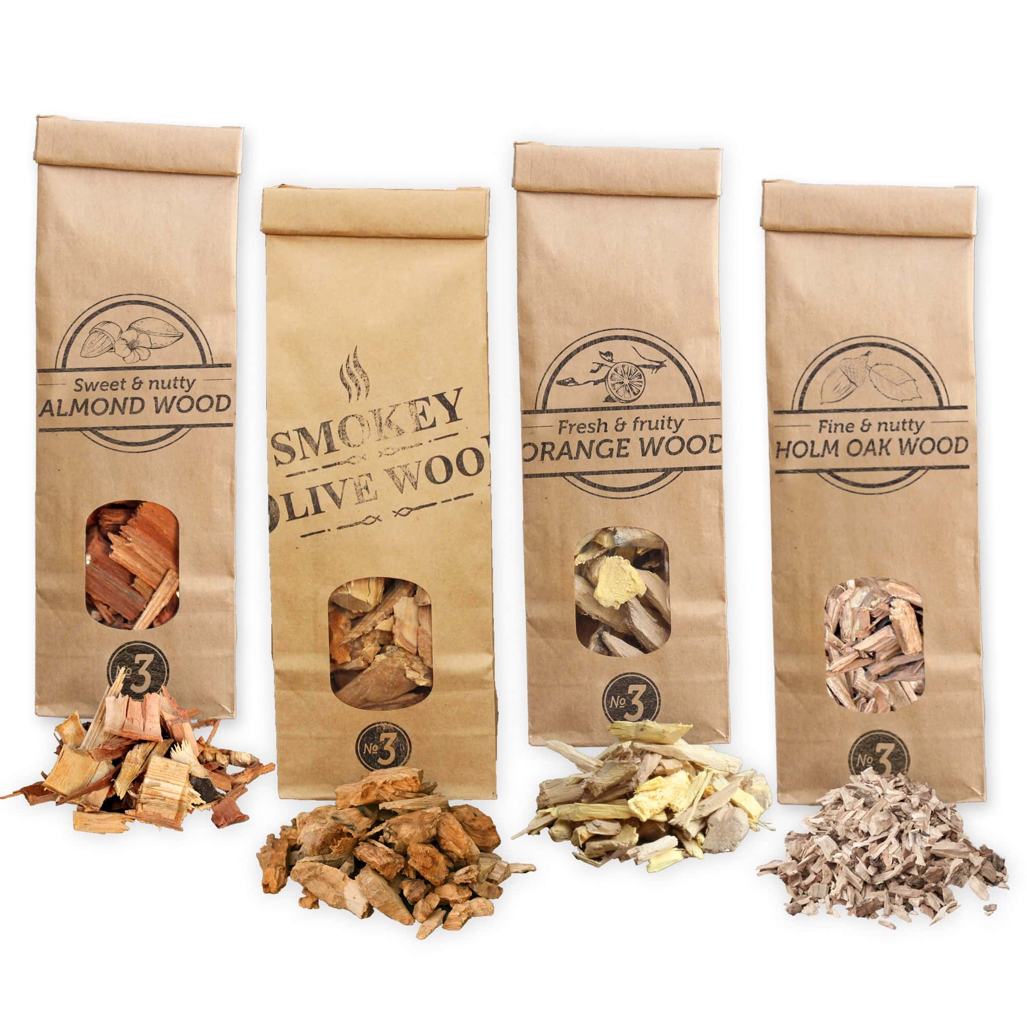 Rooksnippers 4x 500ml olijf, sinaasappel, amandel en steeneik Smokey Olive Wood - BBQ Experience Center - Afbeelding 2