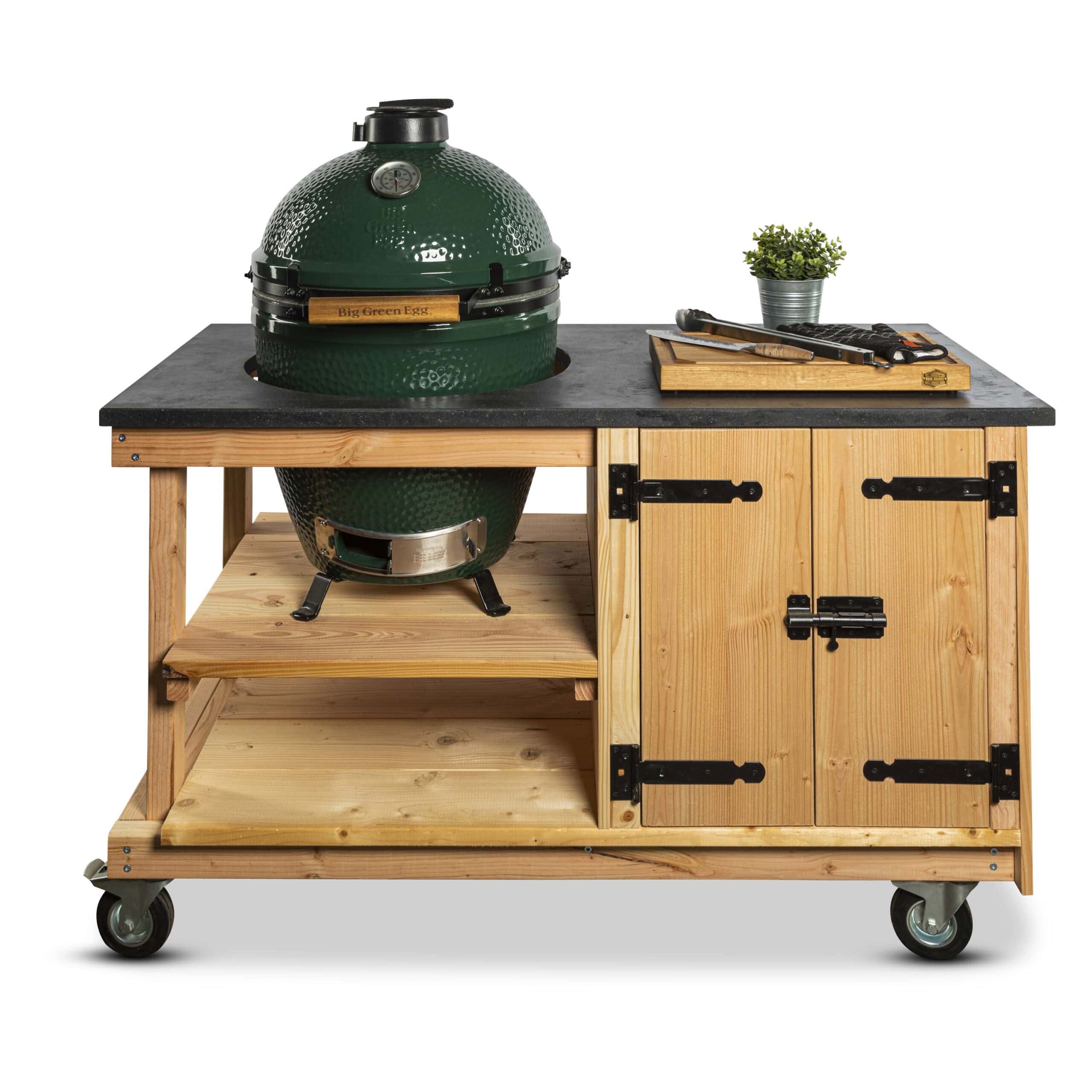 Douglas tafel met kast en natuurstenen blad + Big Green Egg Large - BBQ Experience Center - Afbeelding 2