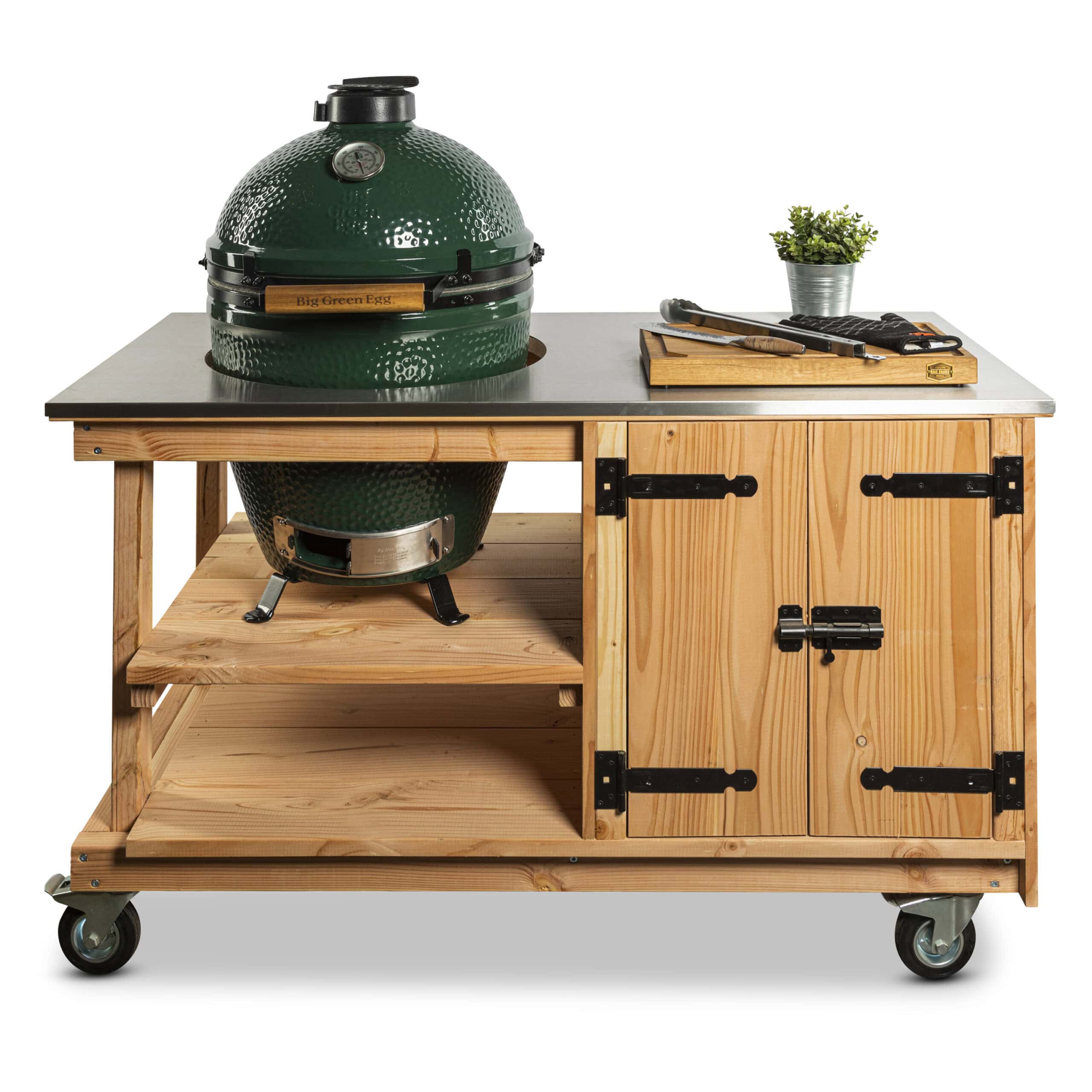 Douglas tafel met kast en RVS blad + Big Green Egg Large - BBQ Experience Center - Afbeelding 2