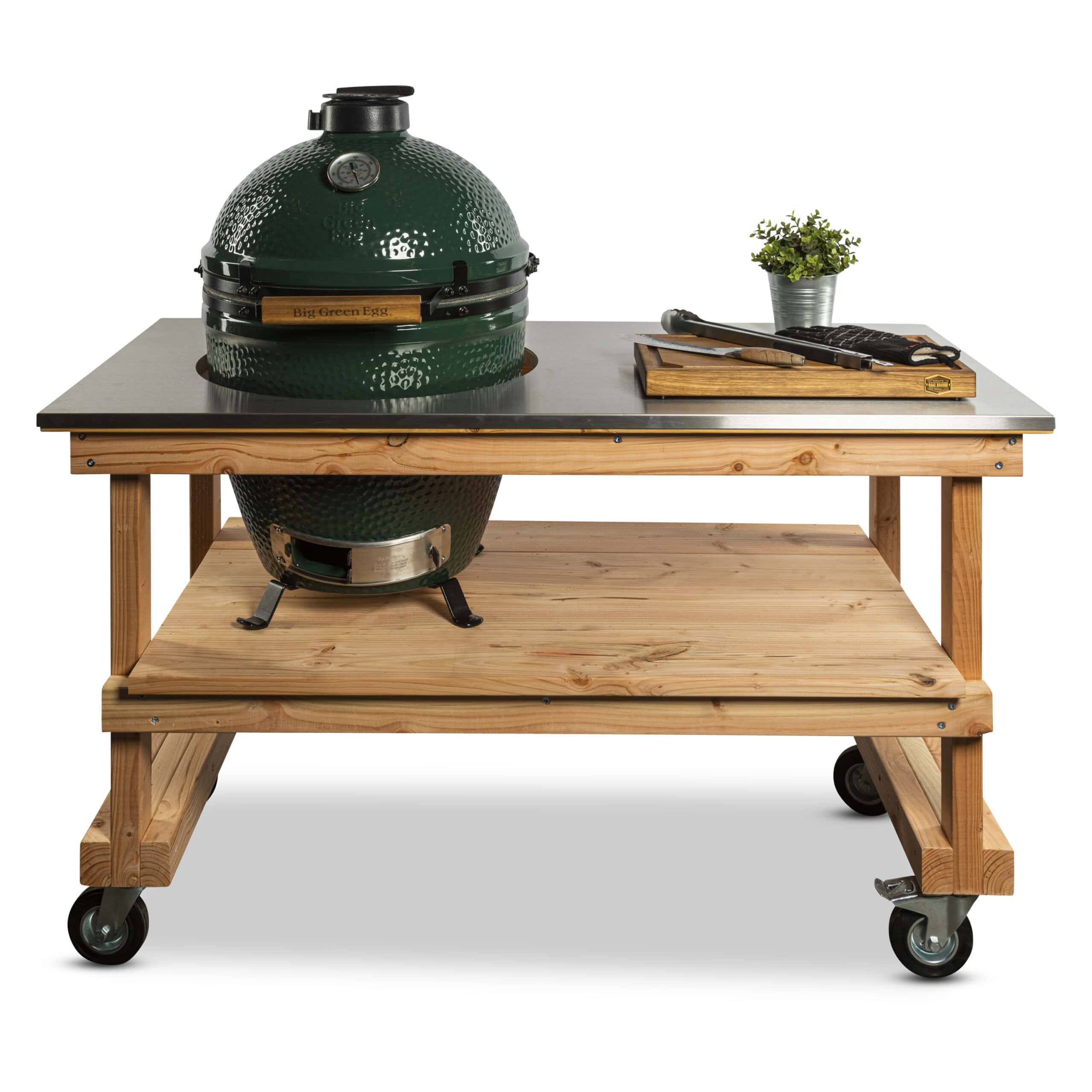 Douglas tafel met RVS blad + Big Green Egg Large - BBQ Experience Center - Afbeelding 2