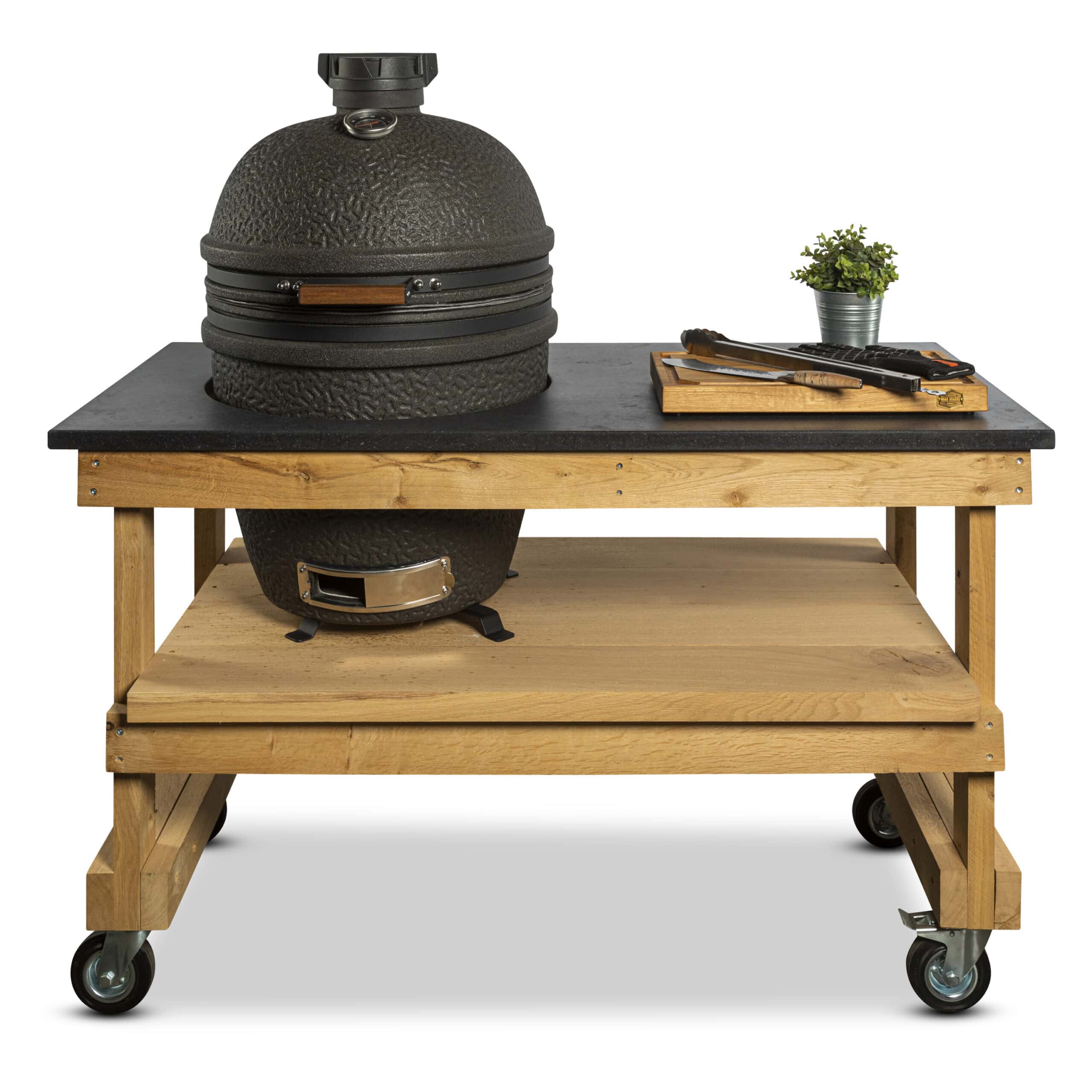 Eiken tafel met natuurstenen blad + Bastard Large Urban - BBQ Experience Center - Afbeelding 2