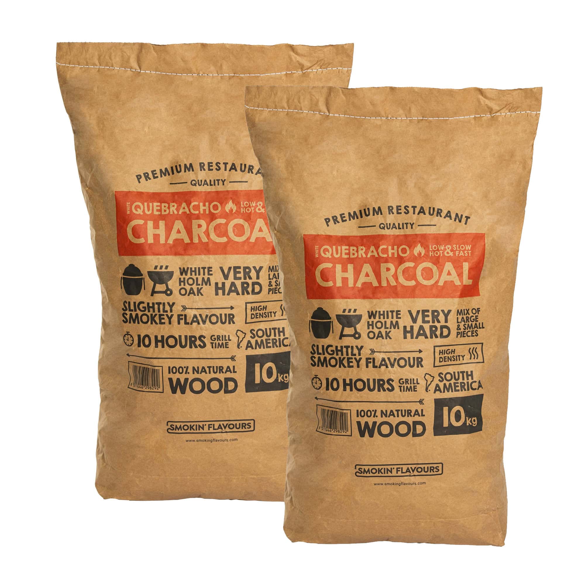2 zakken houtskool Quebracho 10KG (Zuid Amerika) Smokin’ Flavours - BBQ Experience Center - Afbeelding 2