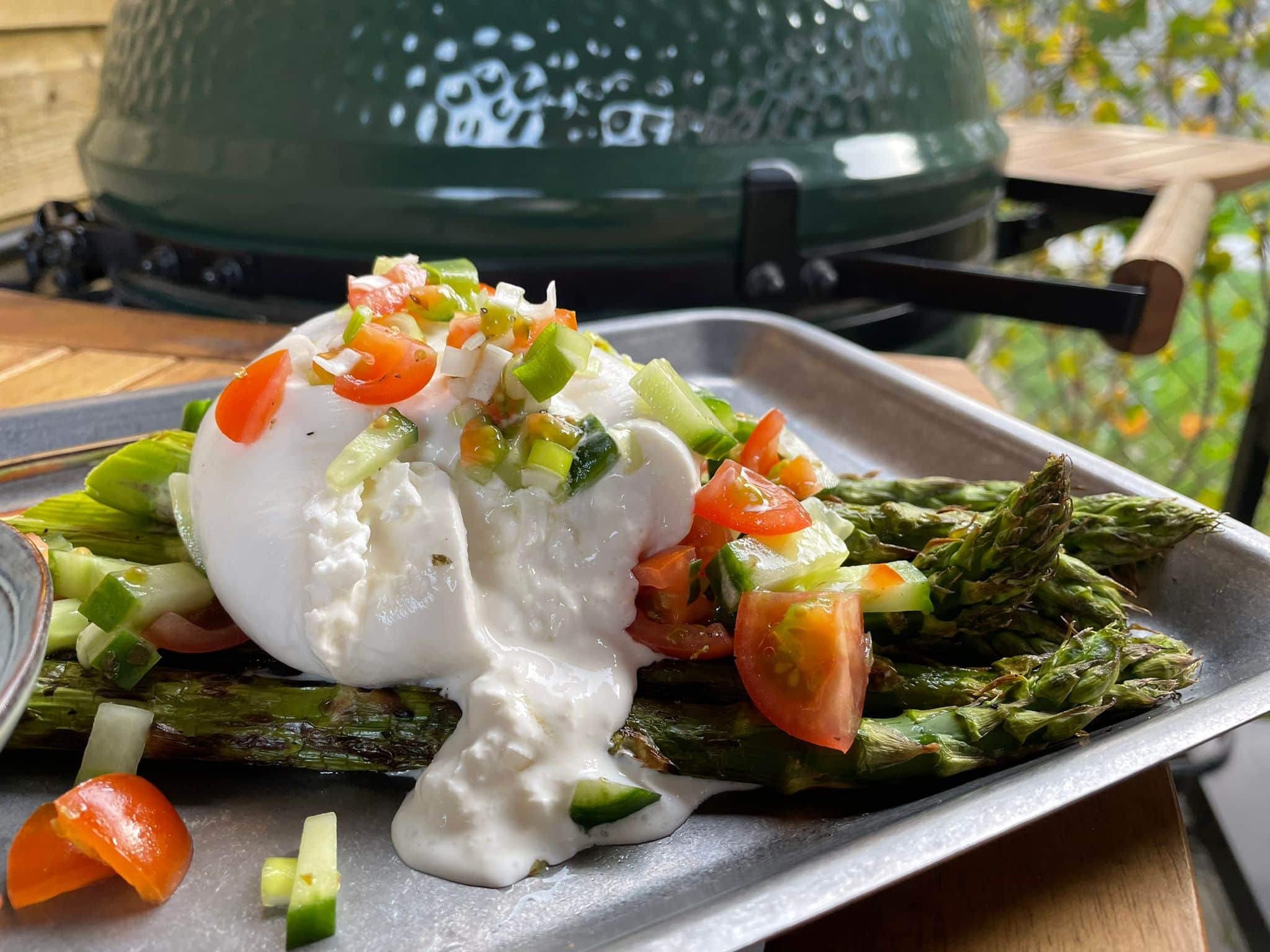 Gegrilde groene asperges