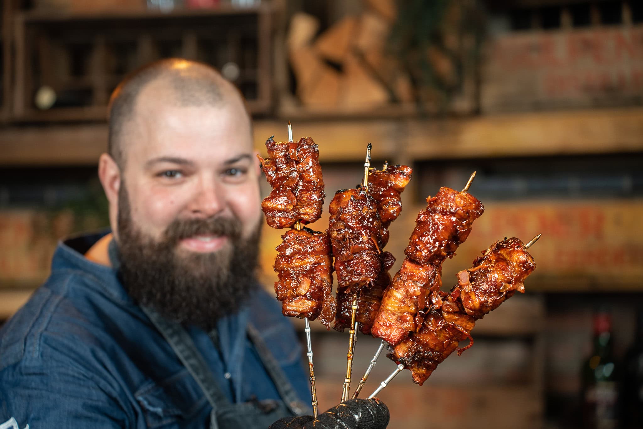 Triple Bacon BBQ spiezen