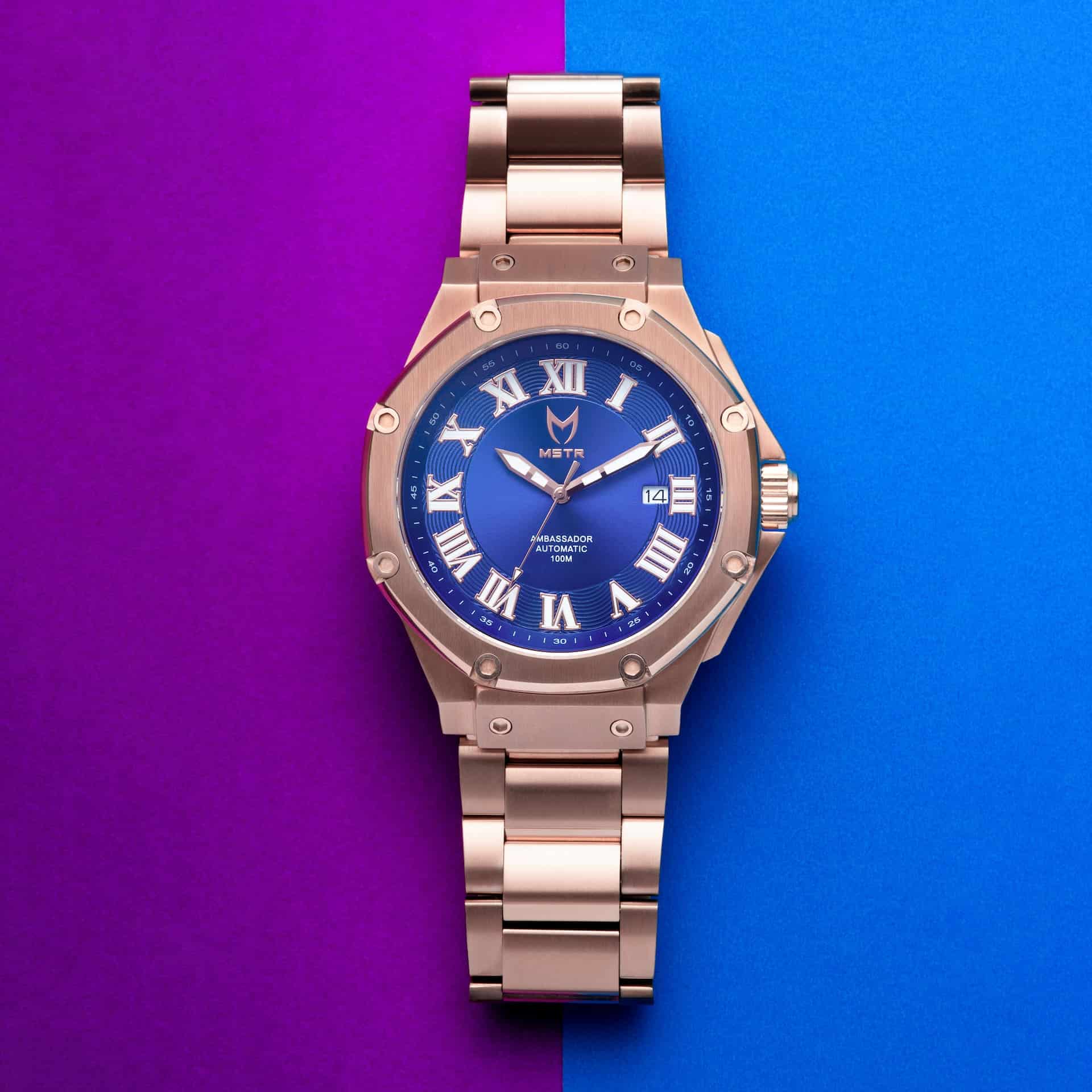 Automatic – Rosé Goud & Blauw