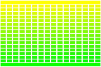 256 RGB Colours - Yellow to Green - Grid