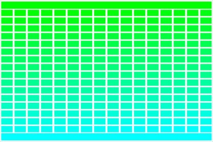 256 RGB Colours - Green to Cyan - Grid