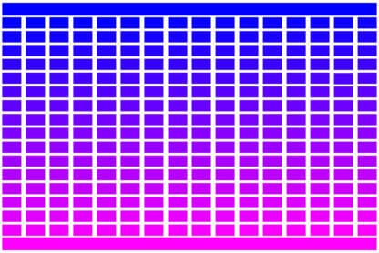 256 RGB Colours - Blue to Magenta - Grid