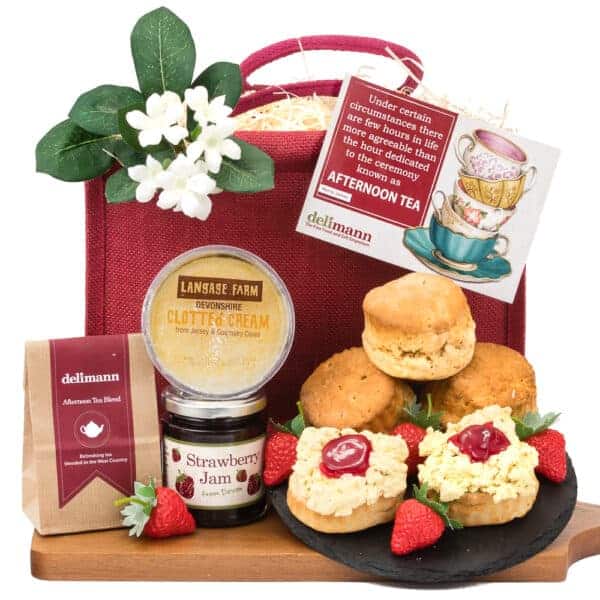 A Gluten Free West Country Cream Tea gift with scones, jam, and clotted cream.