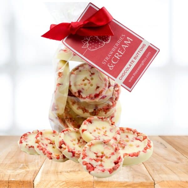 Strawberries & Cream White Chocolate Buttons