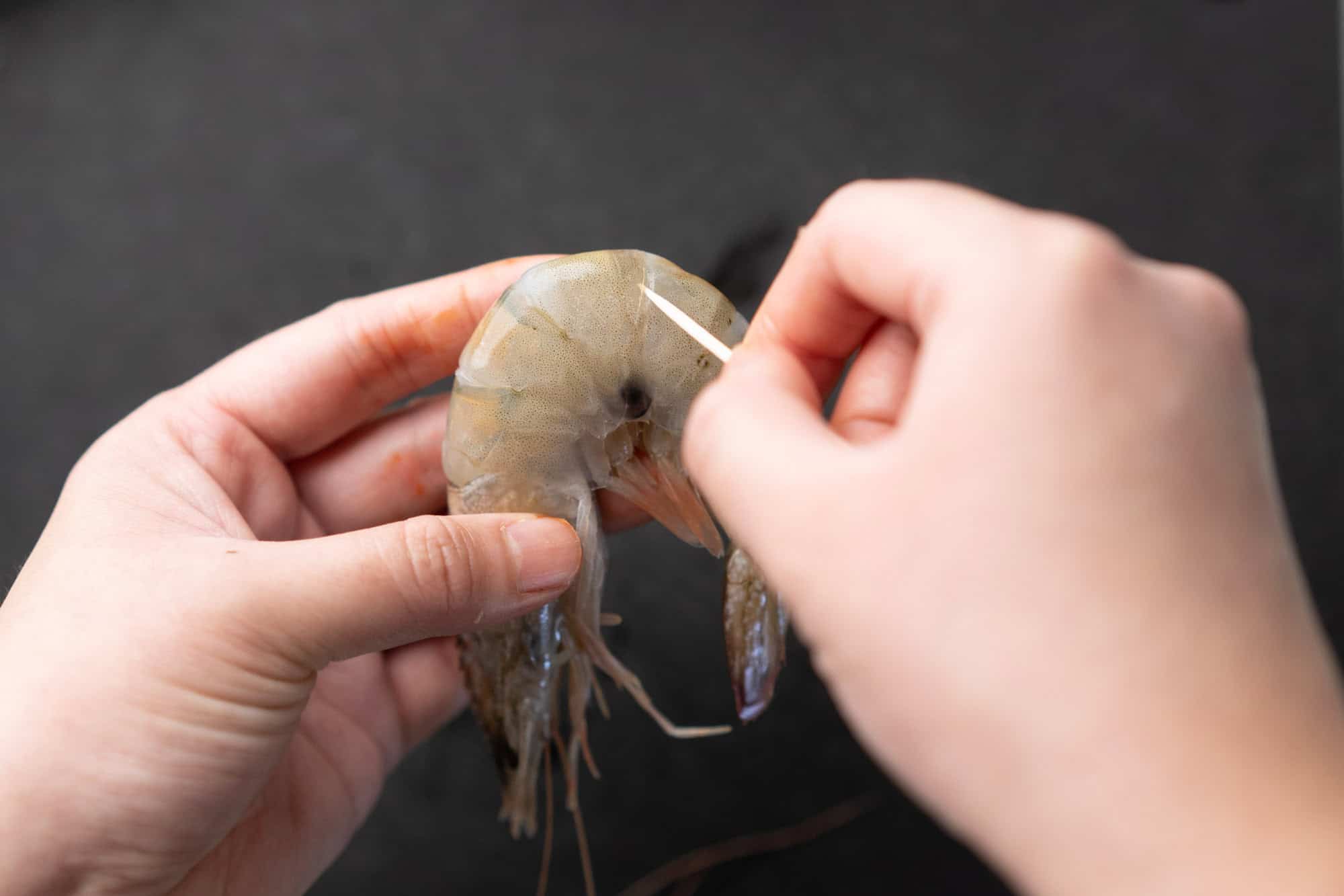 how do you devein shrimp without removing the shell