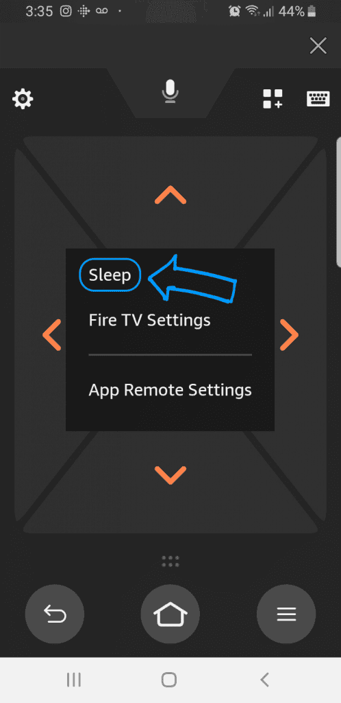 Fire TV App put to sleep