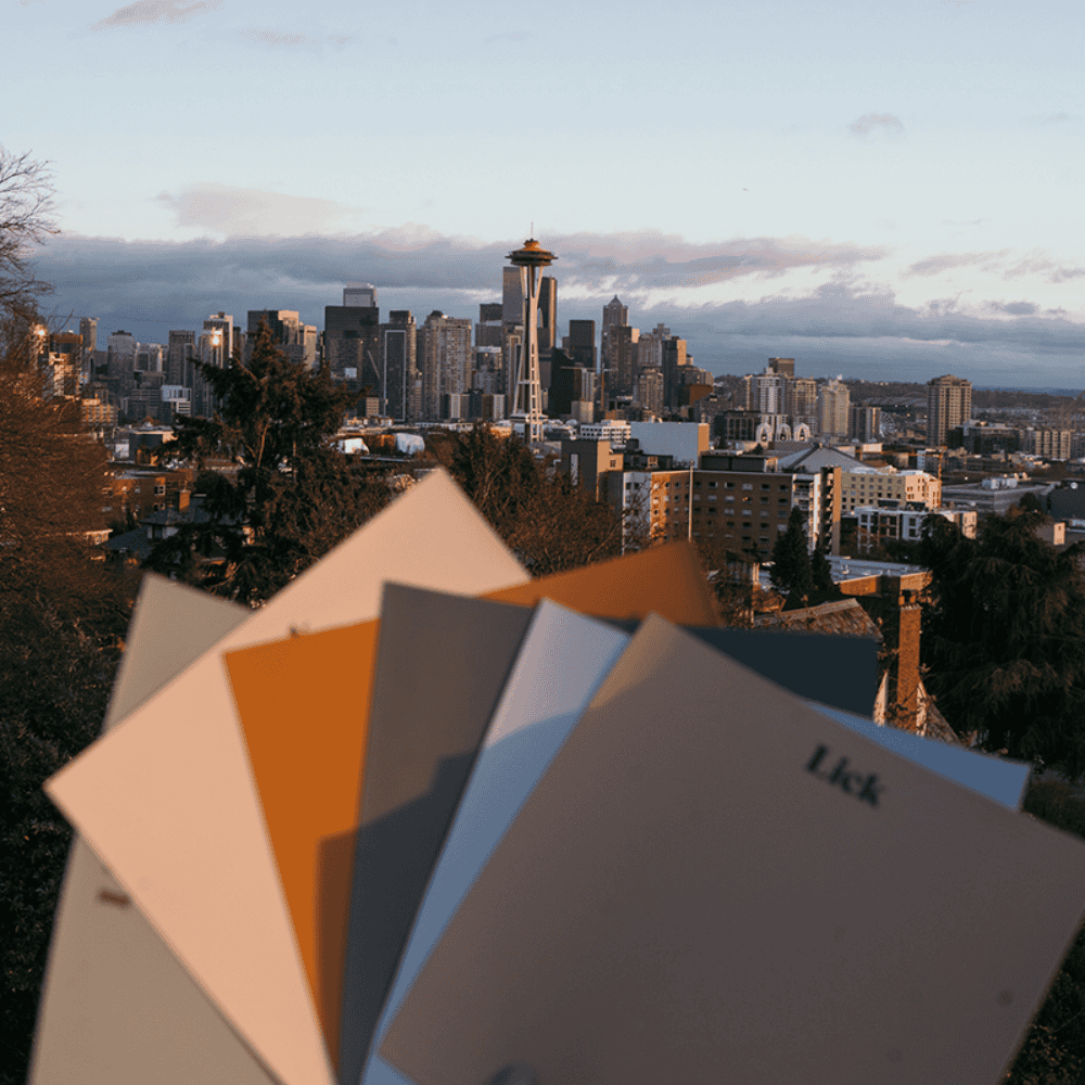 Color palette chips by Lick, showing the Seattle landscape