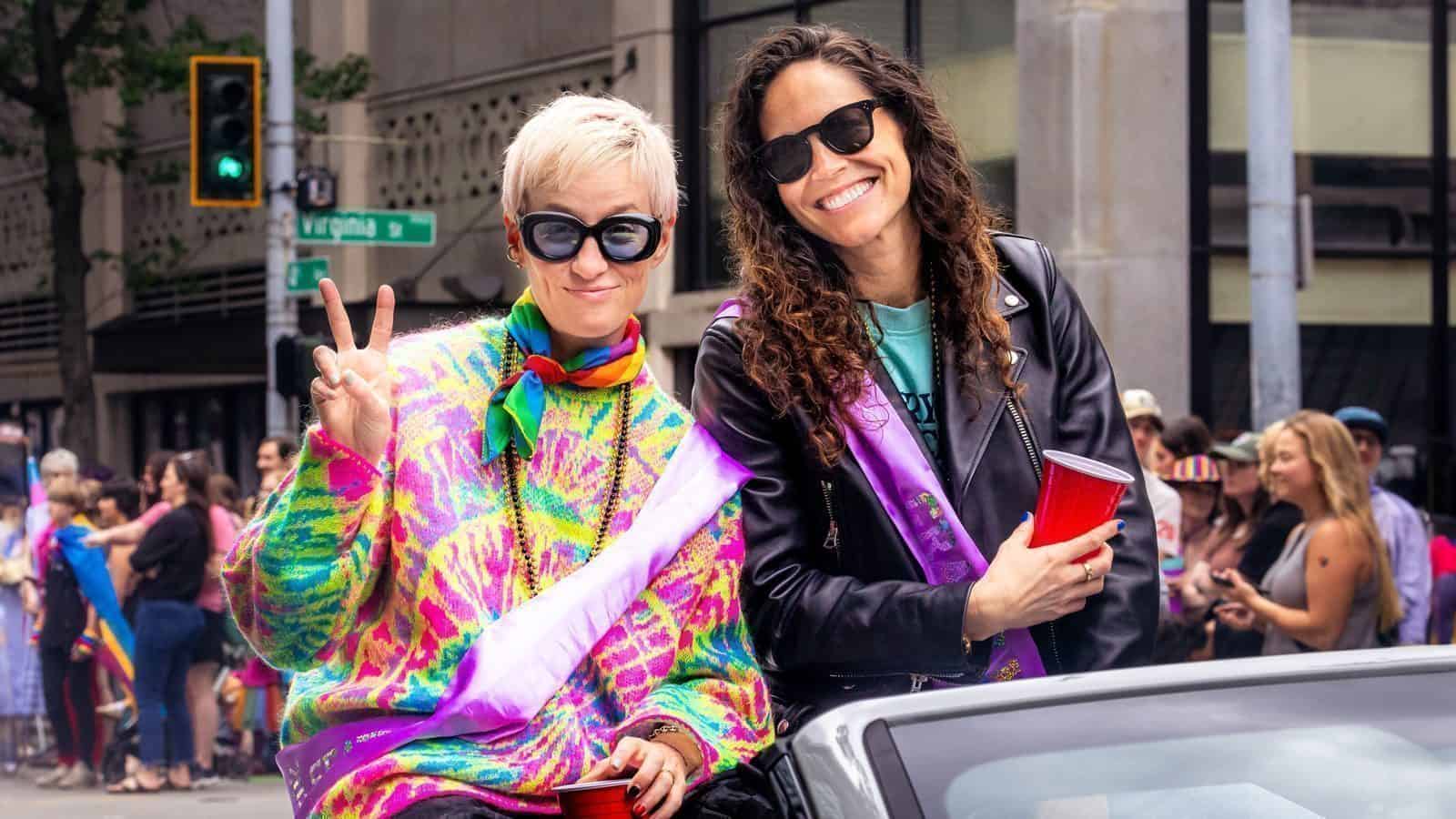 Sue Bird and Megan Rapinoe served as grand marshals for the Seattle Pride Parade earlier this year, which marked the 50th anniversary of Seattle Pride. 