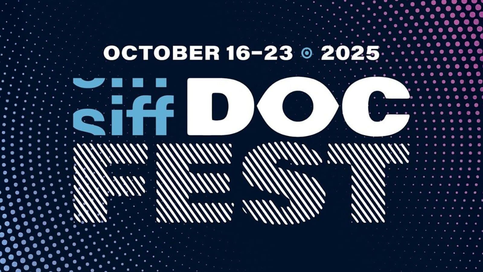 Text graphic promoting SIFF DocFest, the ultimate documentaries festival, taking place October 16–23, 2025, with a dark background and dotted pattern—highlighting what to do in Seattle in September and October.