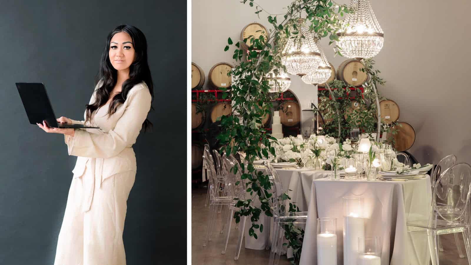 A woman in a white dress.