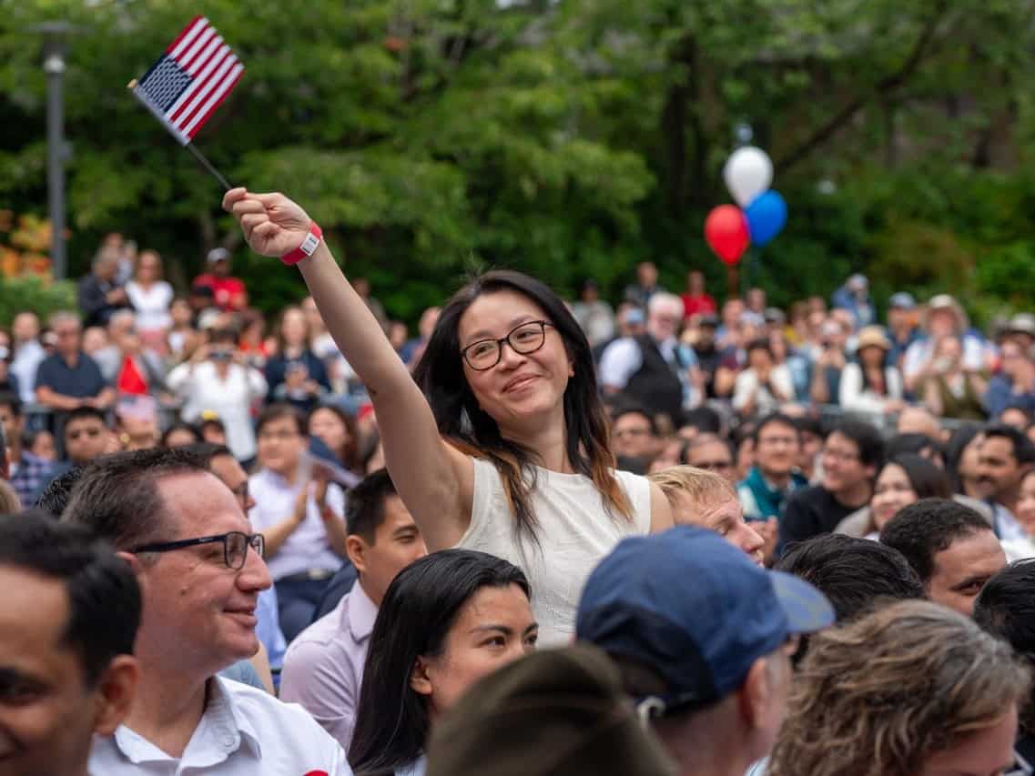 Attendees Flag Waving