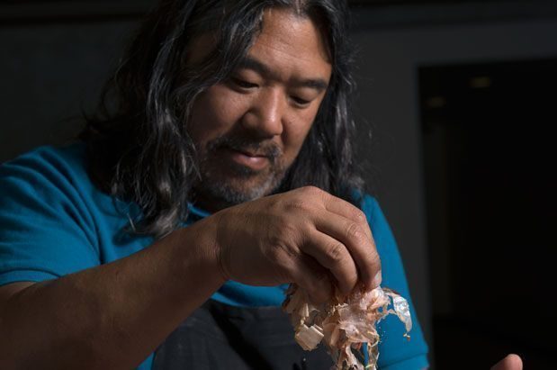 TanakaSan Chef Cooks with Bonito Flakes